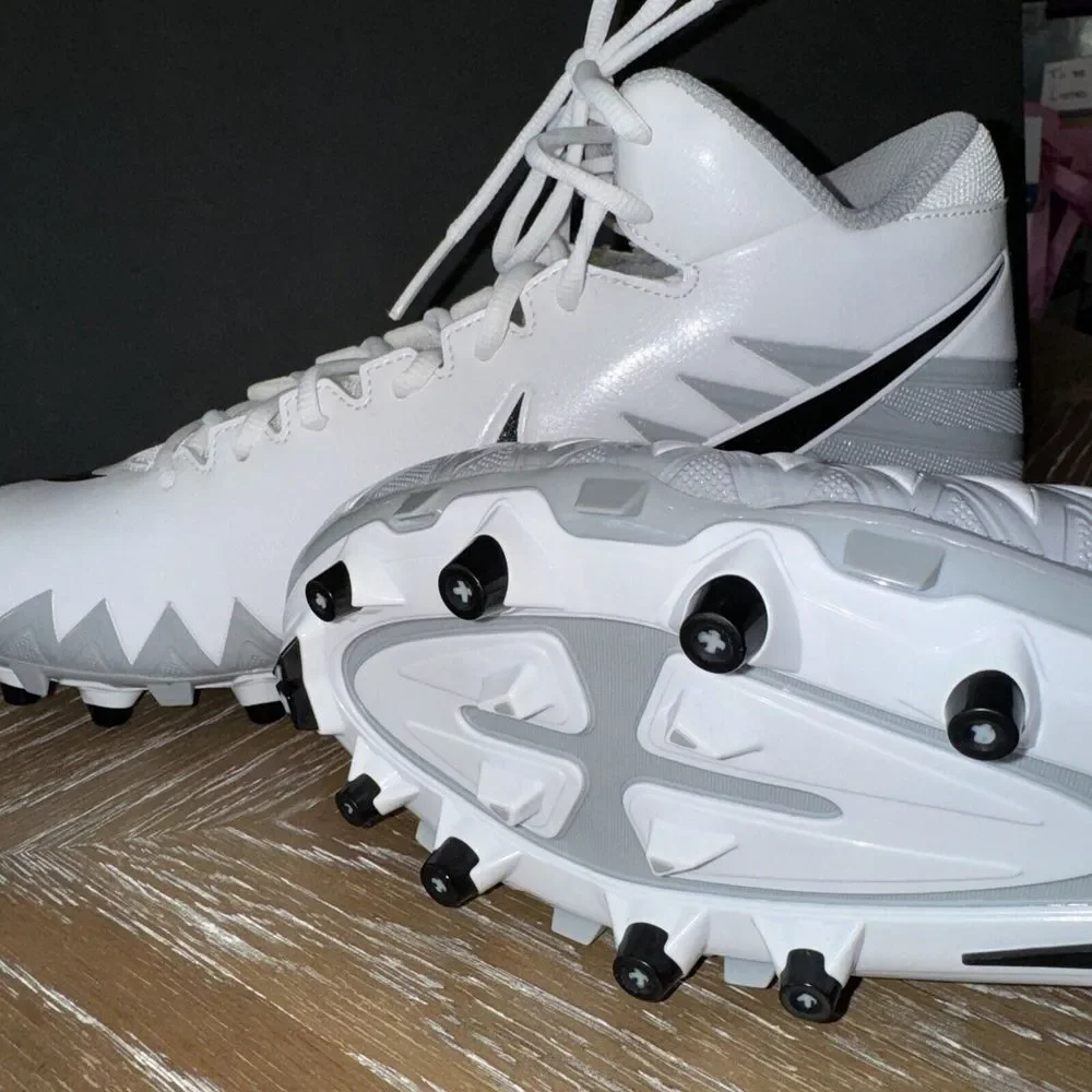 NIKE Alpha Menace 12 Men's Football Cleats WHITE/ Black/Gray ~‎ EXCELLENT
